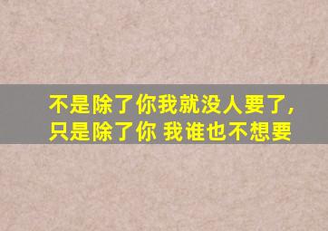 不是除了你我就没人要了,只是除了你 我谁也不想要